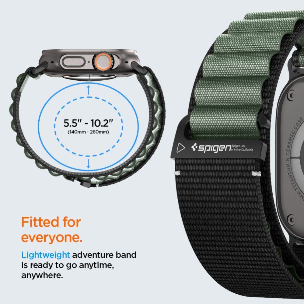 Citas preces Spigen Strap Spigen WBF1 Strap for Apple Watch 44 / 45 / 46 / 49 mm - Black and Green