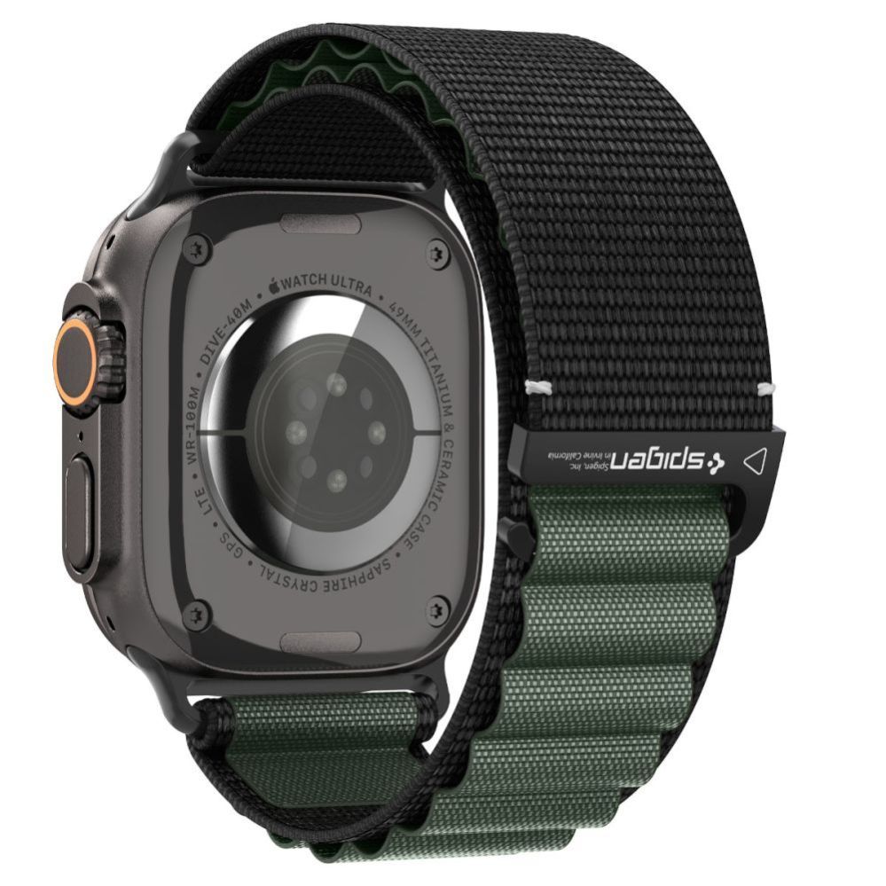 Citas preces Spigen Strap Spigen WBF1 Strap for Apple Watch 44 / 45 / 46 / 49 mm - Black and Green