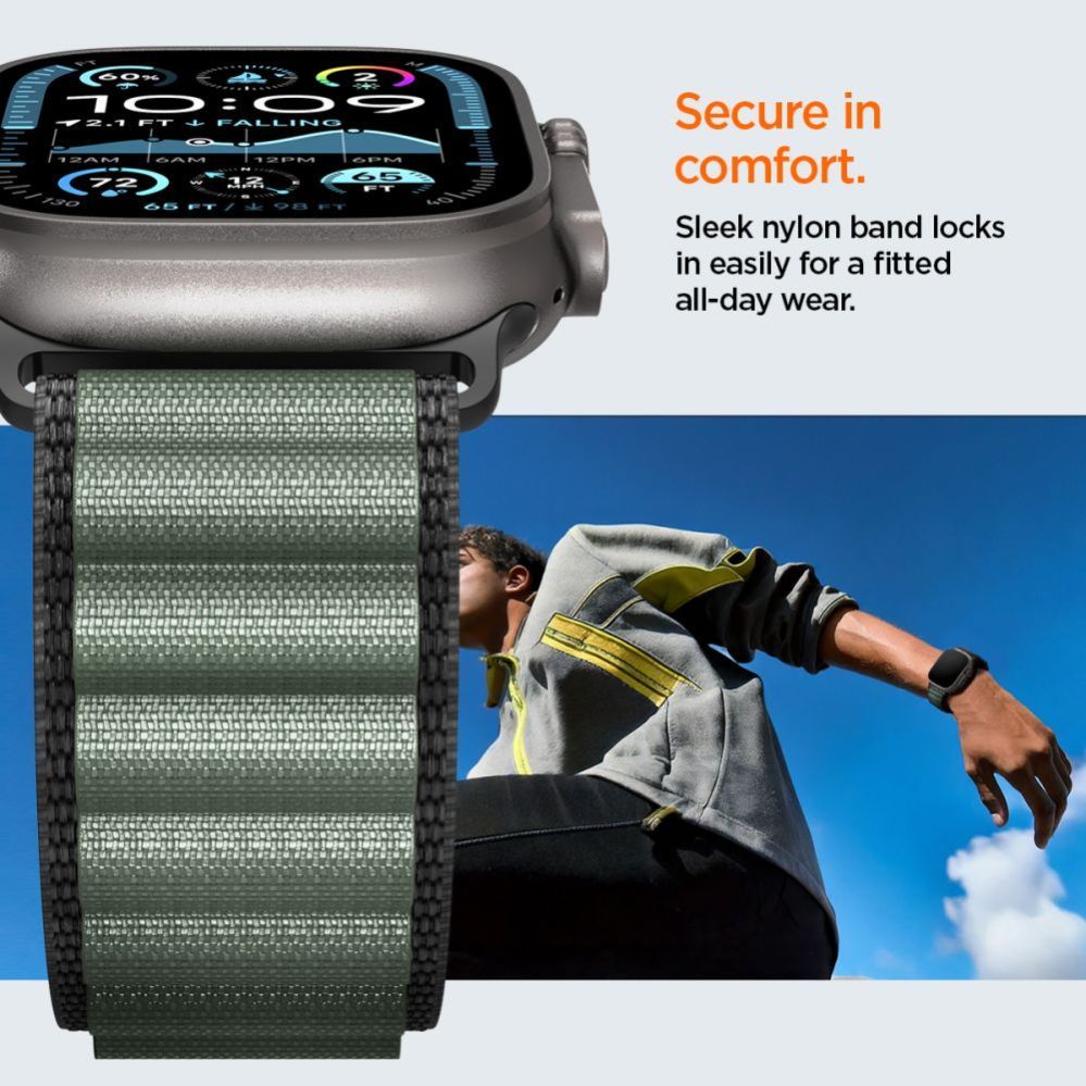 Citas preces Spigen Strap Spigen WBF1 Strap for Apple Watch 44 / 45 / 46 / 49 mm - Black and Green