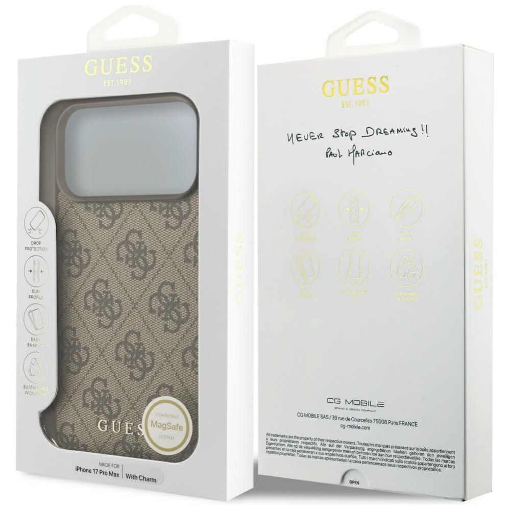 Muud kaubad Guess Guess 4G Charms Collection MagSafe case for iPhone 17 Pro Max - brown