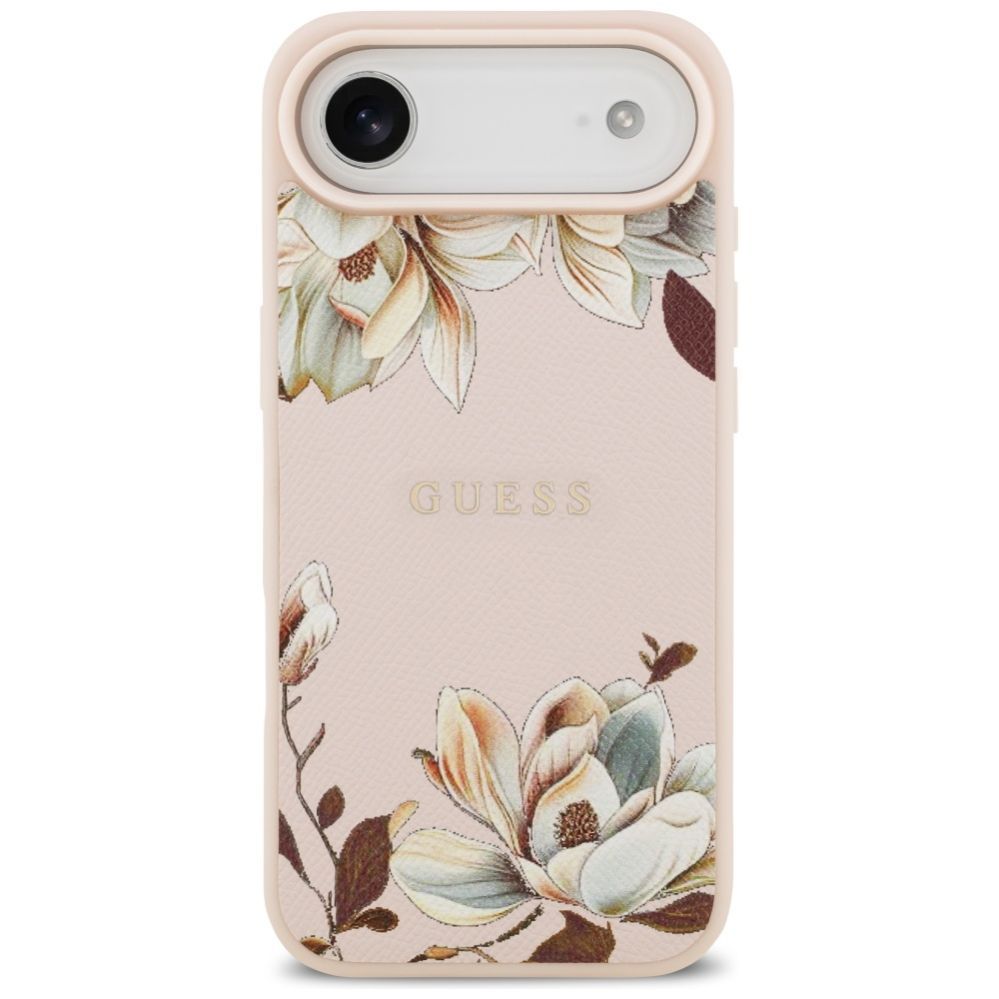 Citas preces Guess Guess Grained Flowers Classic Logo MagSafe iPhone Air Case - Pink