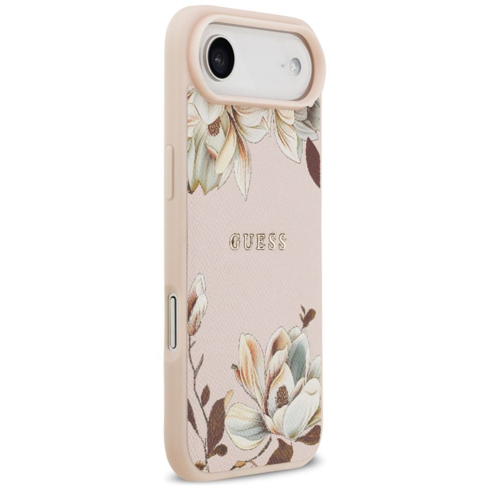 Citas preces Guess Guess Grained Flowers Classic Logo MagSafe iPhone Air Case - Pink
