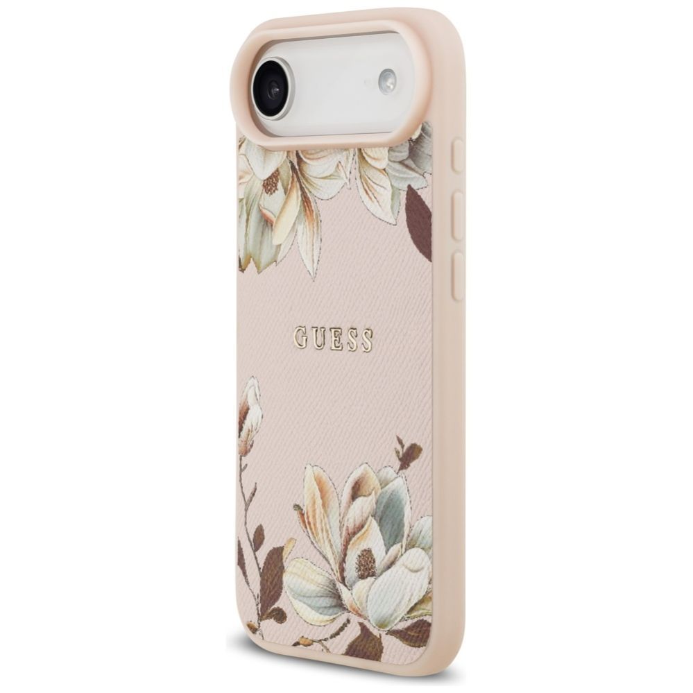 Citas preces Guess Guess Grained Flowers Classic Logo MagSafe iPhone Air Case - Pink