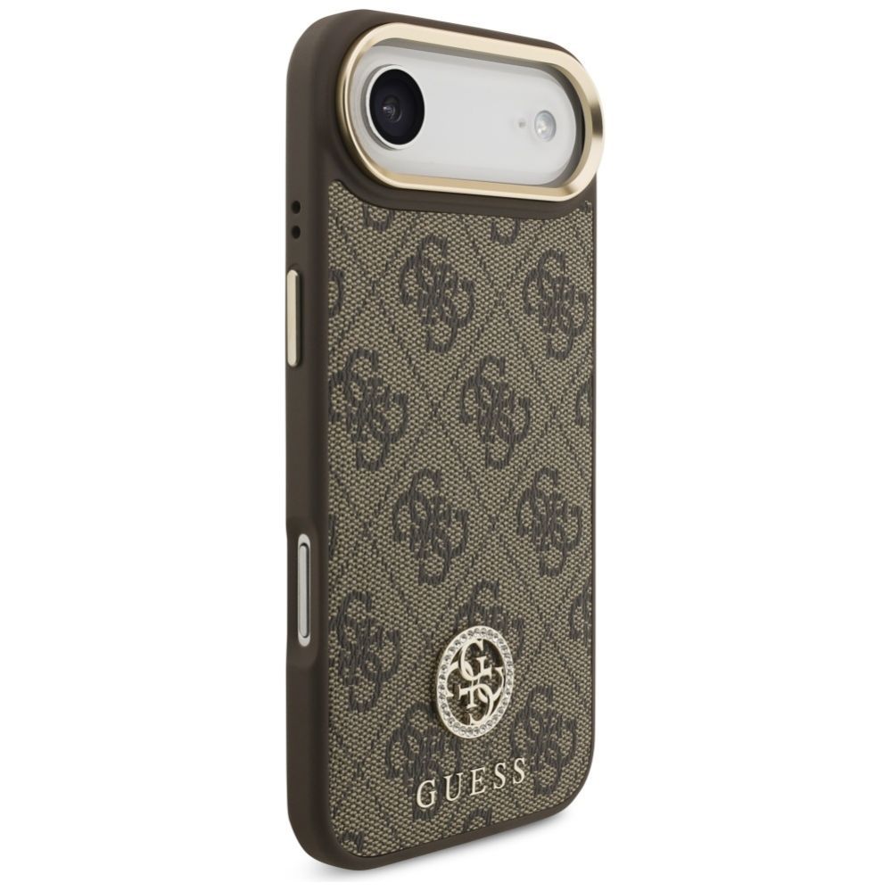 Citas preces Guess Guess 4G Strass Logo & Big Strap Metal Buttons MagSafe Case for iPhone Air - Brown