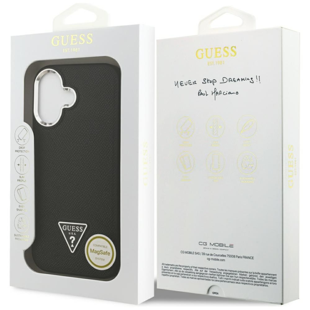 Citas preces Guess Guess Grained Triangle Logo MagSafe case for iPhone 17 - black