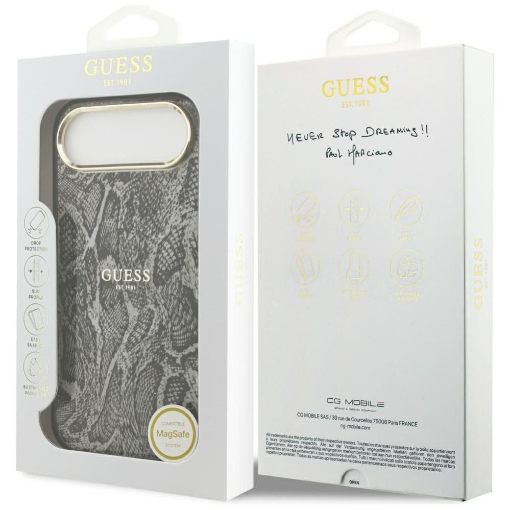 Citas preces Guess Guess Python Pattern MagSafe Case for iPhone Air - Black