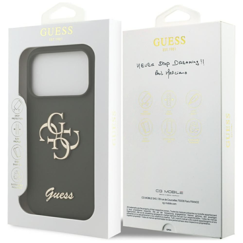 Citas preces Guess Guess Silicone Big 4G Script Case for iPhone 17 Pro Max - Green