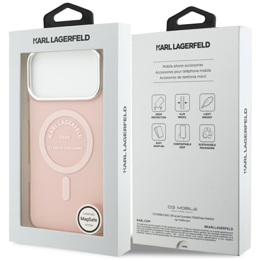 Citas preces Karl Lagerfeld Karl Lagerfeld IML Karl RSG Logo MagSafe Case for iPhone 17 Pro Max - Pink