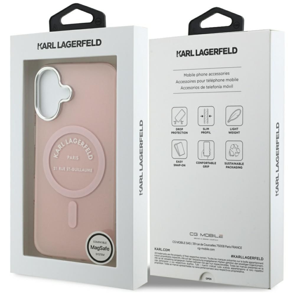 Citas preces Karl Lagerfeld Karl Lagerfeld IML Karl RSG Logo MagSafe Case for iPhone 17 - Pink