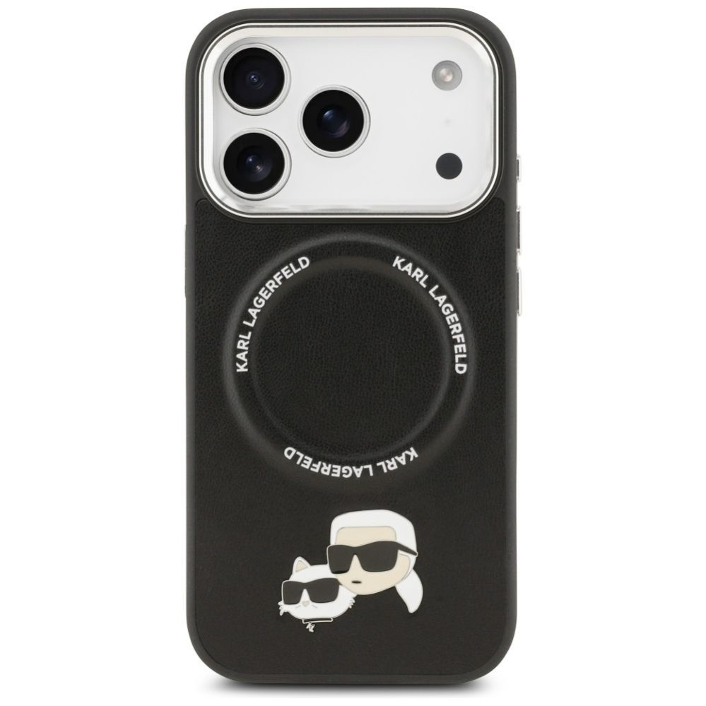 Citas preces Karl Lagerfeld Karl Lagerfeld Karl & Choupette Pins MagSafe Case for iPhone 17 Pro - Black