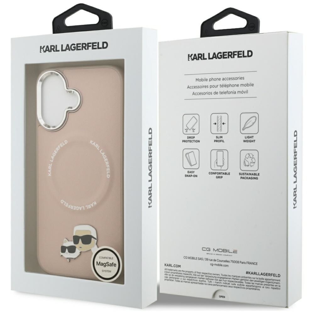 Citas preces Karl Lagerfeld Karl Lagerfeld Karl & Choupette Pins MagSafe Case for iPhone 17 Pink