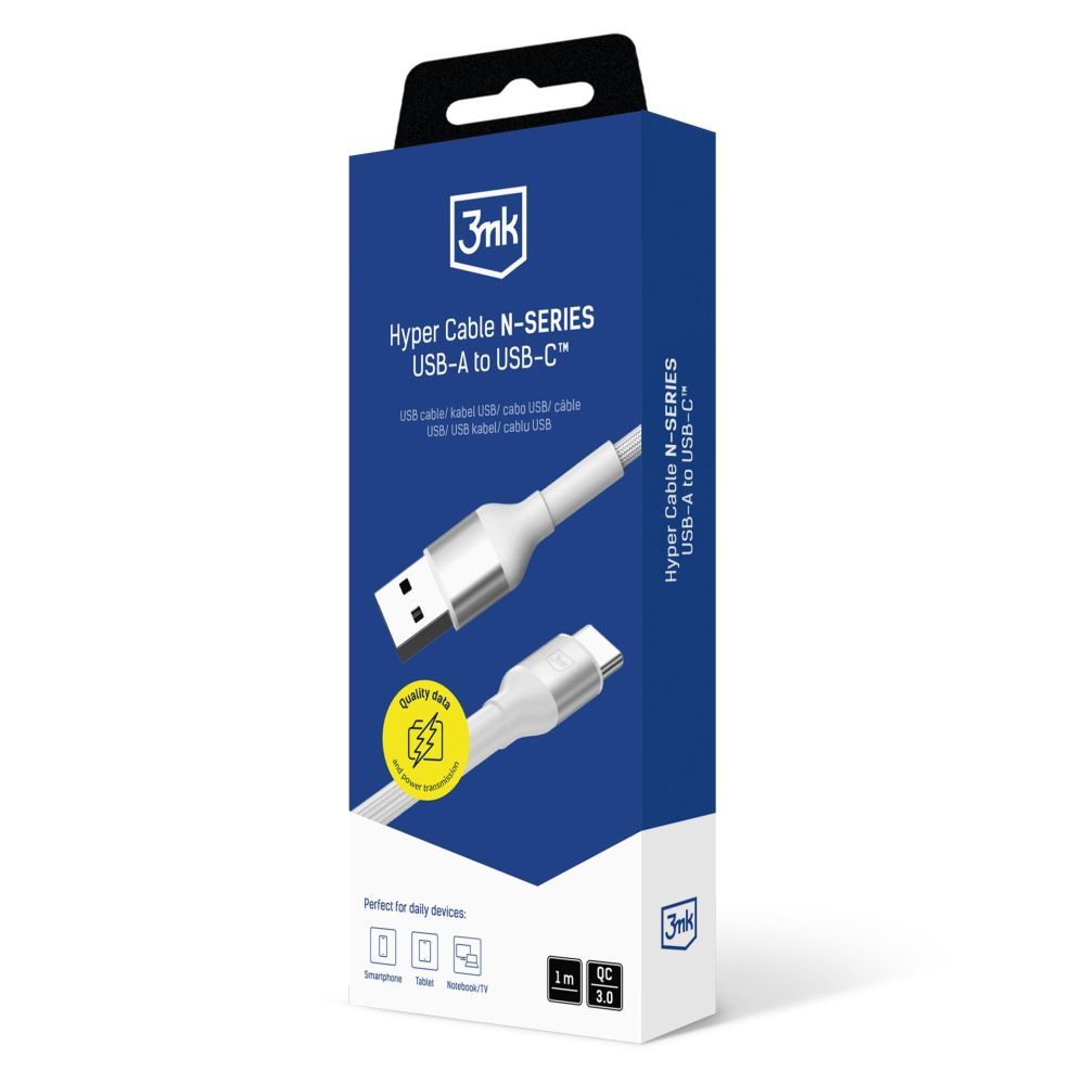 Muud kaubad 3MK 3mk Hyper Cable N-SERIES USB-A / USB-C 1m 9V/2A 18W / white