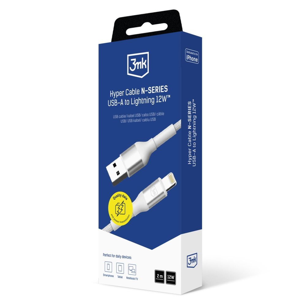 Muud kaubad 3MK 3mk 3mk Cable 3mk Hyper Cable N-SERIES USB-A / Lightning 2m 5V/2.4A 12W / white