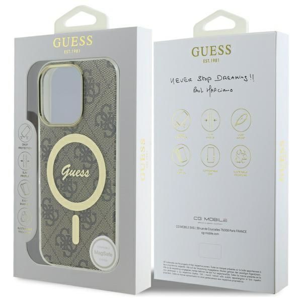 Citas preces Guess Guess IML 4G MagSafe Case for iPhone 16 Pro Max - Brown