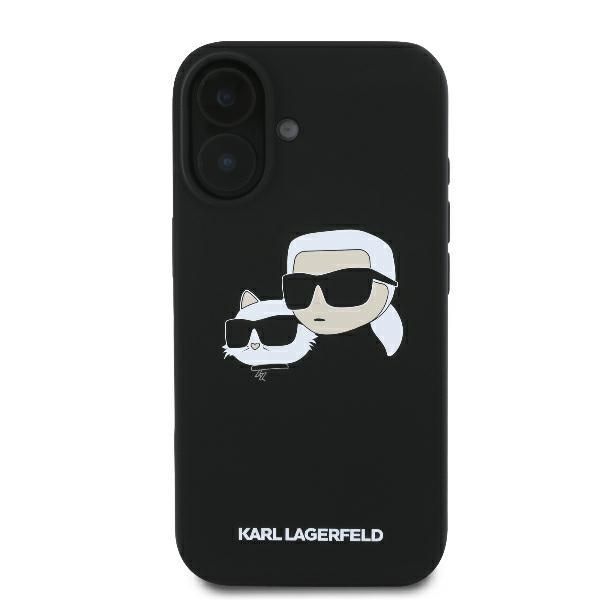 Citas preces Karl Lagerfeld Karl Lagerfeld Silicone Nauble Heads Print MagSafe Case for iPhone 16 - Black