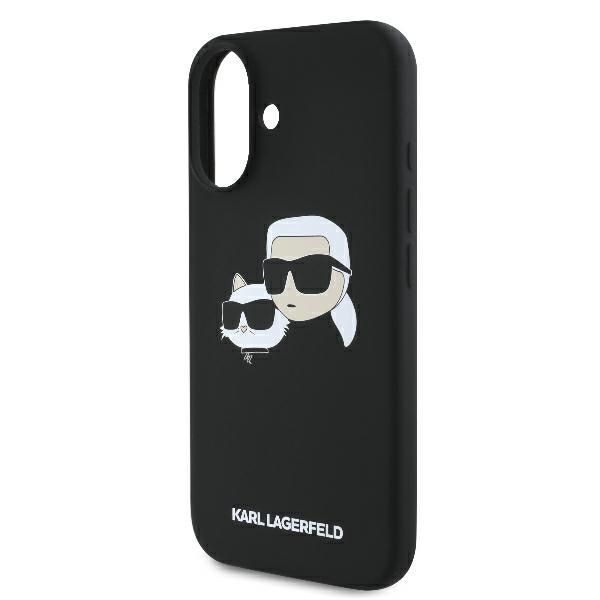 Citas preces Karl Lagerfeld Karl Lagerfeld Silicone Nauble Heads Print MagSafe Case for iPhone 16 - Black