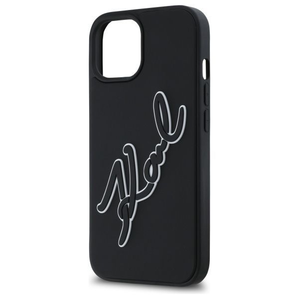 Citas preces Karl Lagerfeld Karl Lagerfeld 3D Rubber Signature iPhone 15 Case - Black