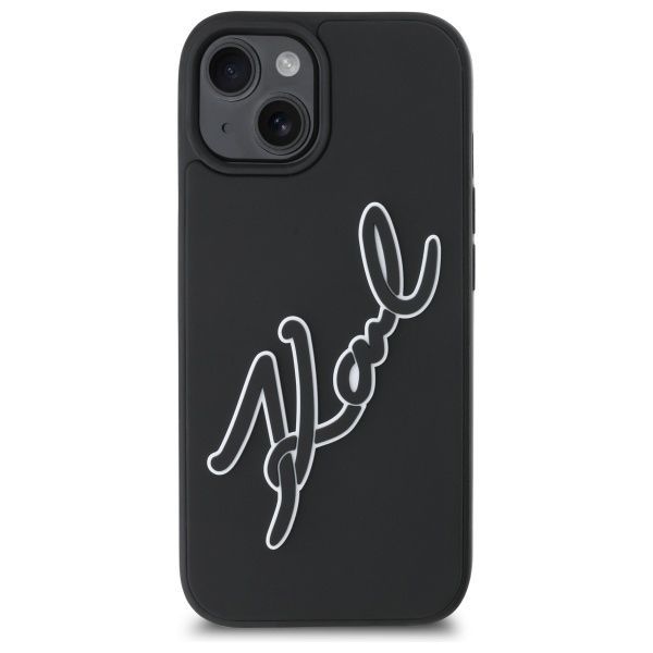 Citas preces Karl Lagerfeld Karl Lagerfeld 3D Rubber Signature iPhone 15 Case - Black