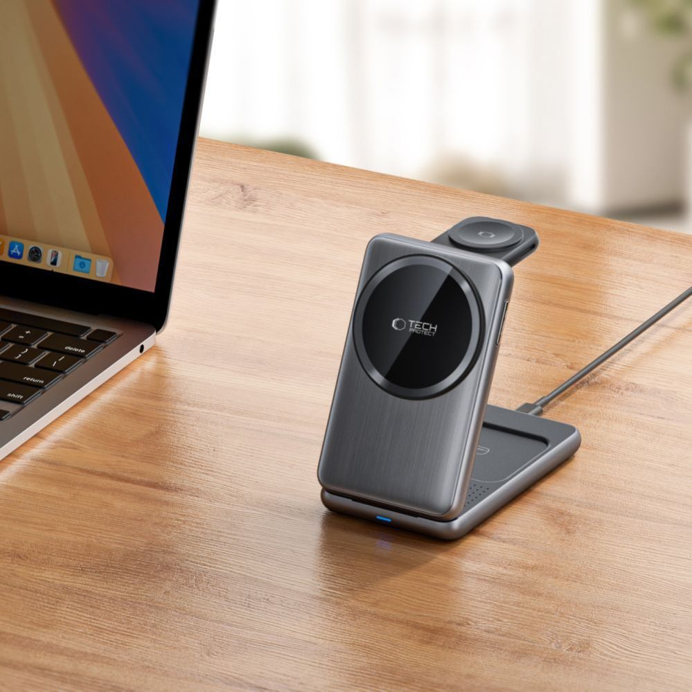 Muud kaubad Tech-Protect QI15W-A42 3in1 Inductive Charger with MagSafe for Apple Devices - Gray