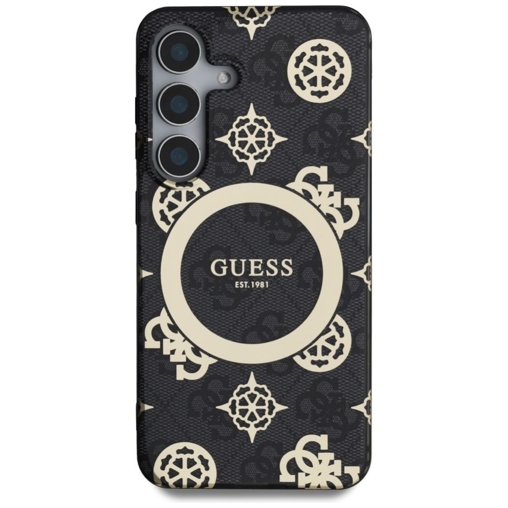 Muud kaubad Guess Guess 4G Background Gold Electroplated Peony Pattern MagSafe case for Samsung Galaxy S25 black