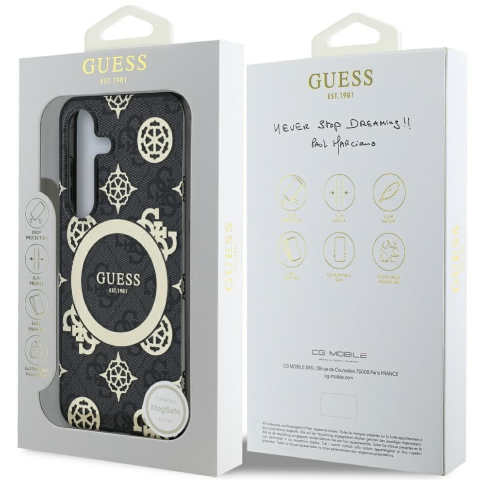 Muud kaubad Guess Guess 4G Background Gold Electroplated Peony Pattern MagSafe case for Samsung Galaxy S25 black