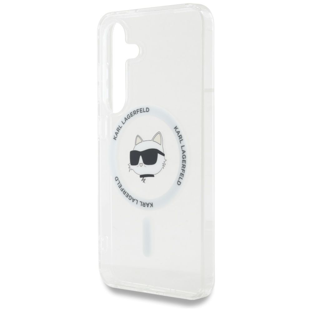 Citas preces Karl Lagerfeld Case Karl Lagerfeld Button Choupette Head Printed Logo MagSafe Samsung Galaxy S25 Plus white