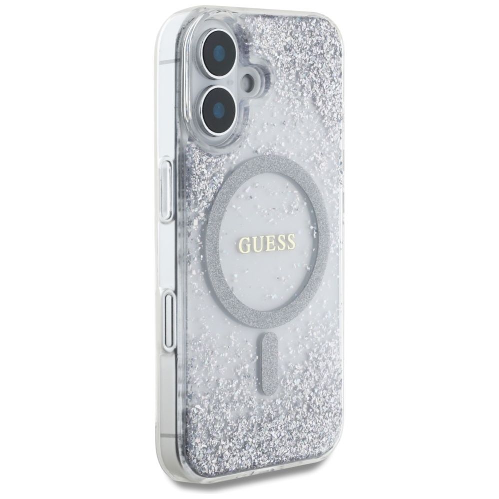 Citas preces Guess Guess HC Resin Bottom Glitter MagSafe case for iPhone 16 - silver