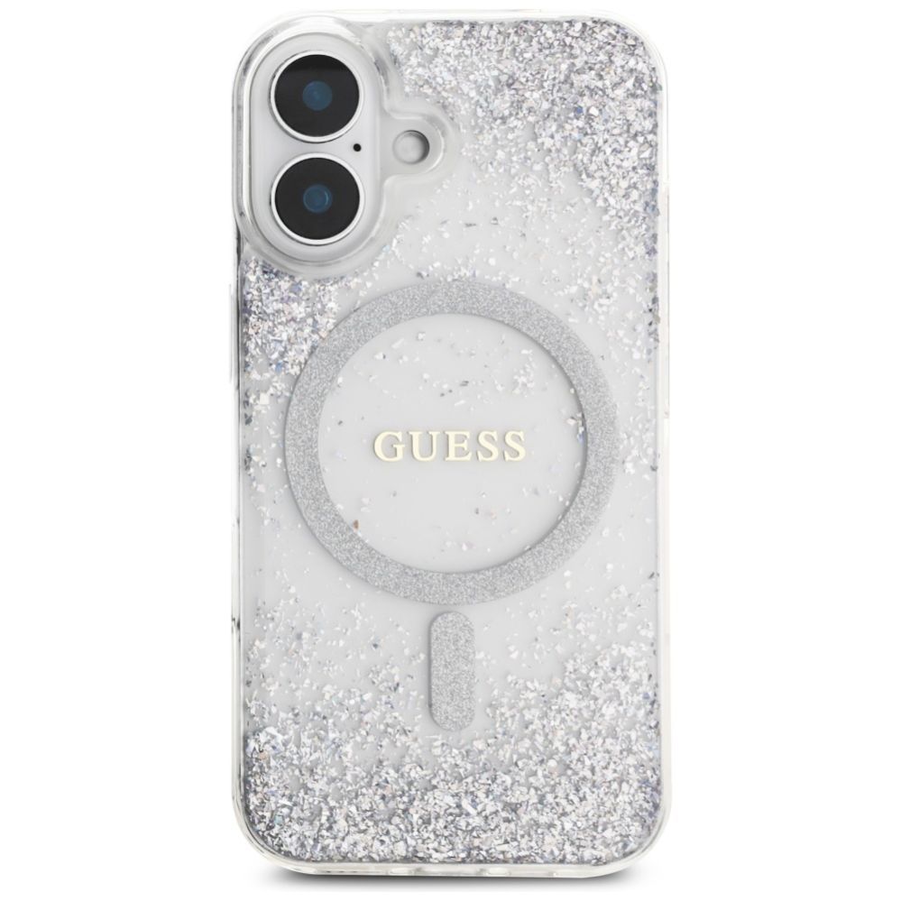 Citas preces Guess Guess HC Resin Bottom Glitter MagSafe case for iPhone 16 - silver