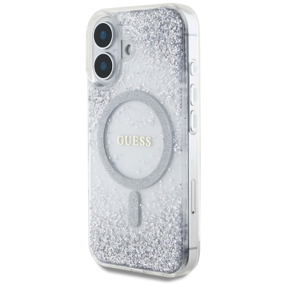 Citas preces Guess Guess HC Resin Bottom Glitter MagSafe case for iPhone 16 - silver