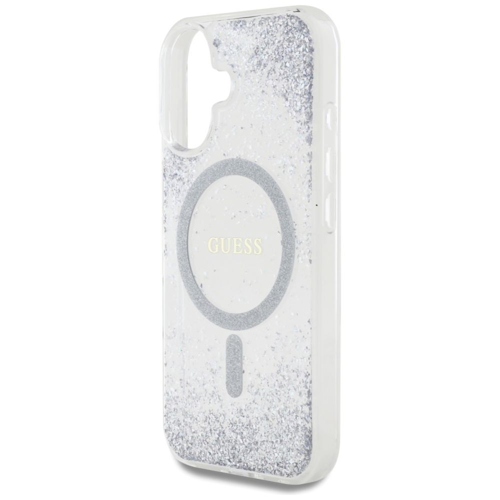 Citas preces Guess Guess HC Resin Bottom Glitter MagSafe case for iPhone 16 - silver