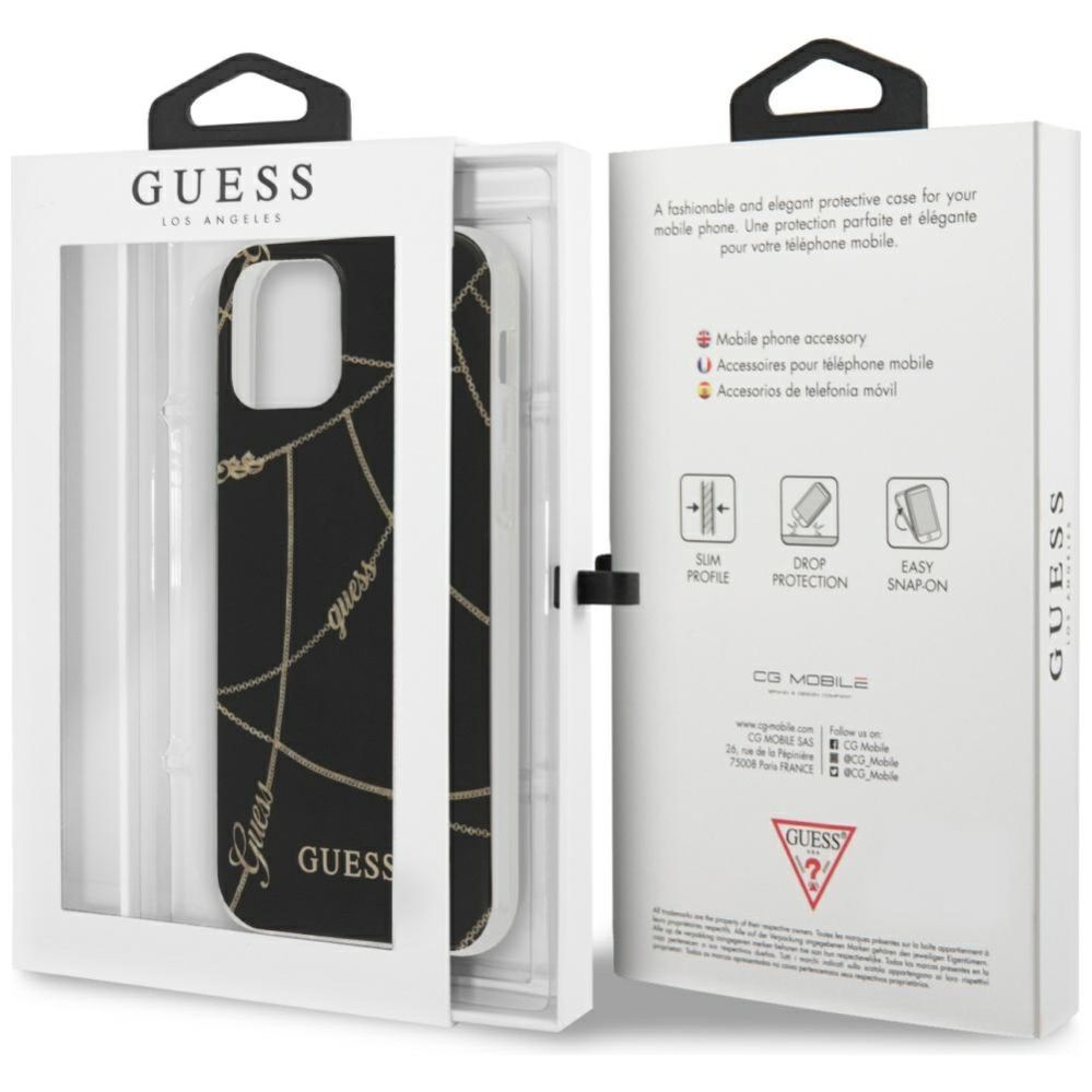 Citas preces Guess Guess Gold Chain Collection iPhone 12 Pro Max 6.7" Case - Black