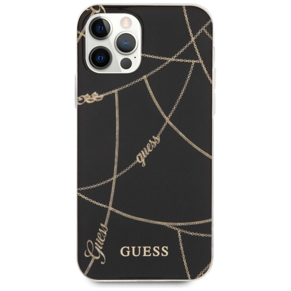 Citas preces Guess Guess Gold Chain Collection iPhone 12 Pro Max 6.7" Case - Black