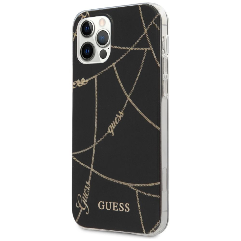 Citas preces Guess Guess Gold Chain Collection iPhone 12 Pro Max 6.7" Case - Black