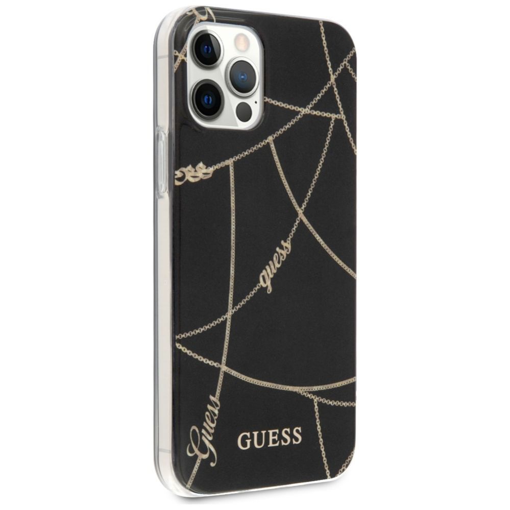 Citas preces Guess Guess Gold Chain Collection iPhone 12 Pro Max 6.7" Case - Black