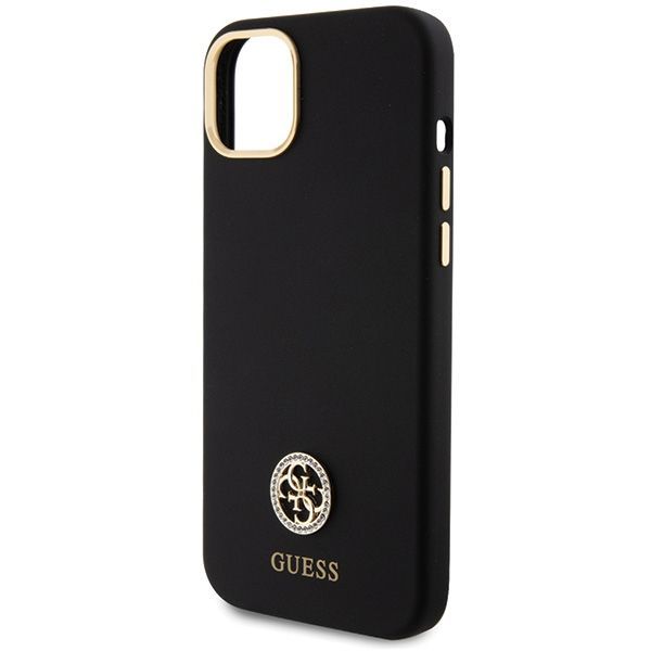 Citas preces Guess Guess Silicone Logo Strass 4G Case for iPhone 15 Plus / 14 Plus 6.7" - Black