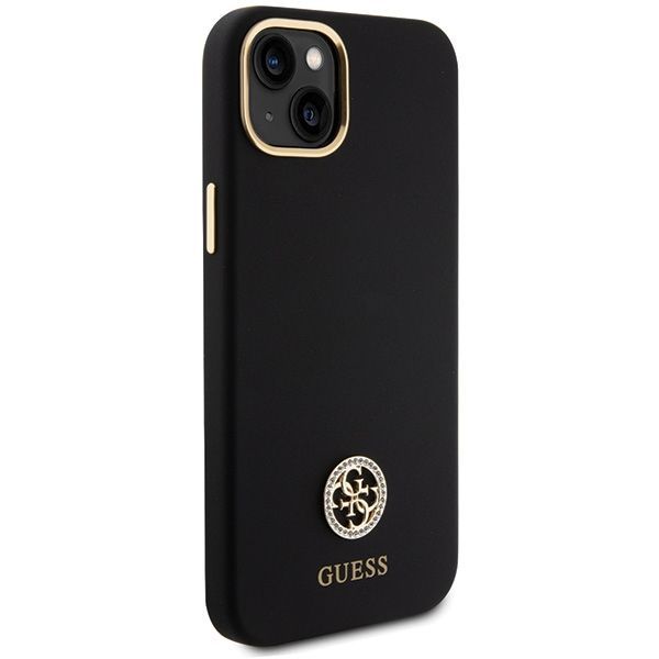 Citas preces Guess Guess Silicone Logo Strass 4G Case for iPhone 15 Plus / 14 Plus 6.7" - Black
