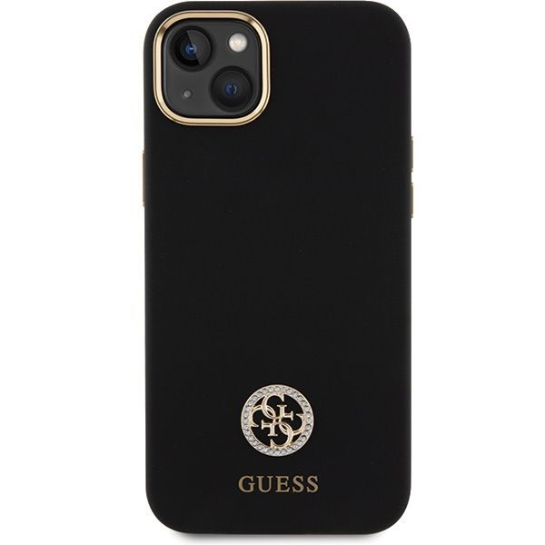 Citas preces Guess Guess Silicone Logo Strass 4G Case for iPhone 15 Plus / 14 Plus 6.7" - Black