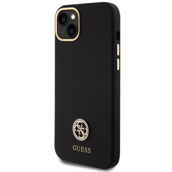 Citas preces Guess Guess Silicone Logo Strass 4G Case for iPhone 15 Plus / 14 Plus 6.7" - Black
