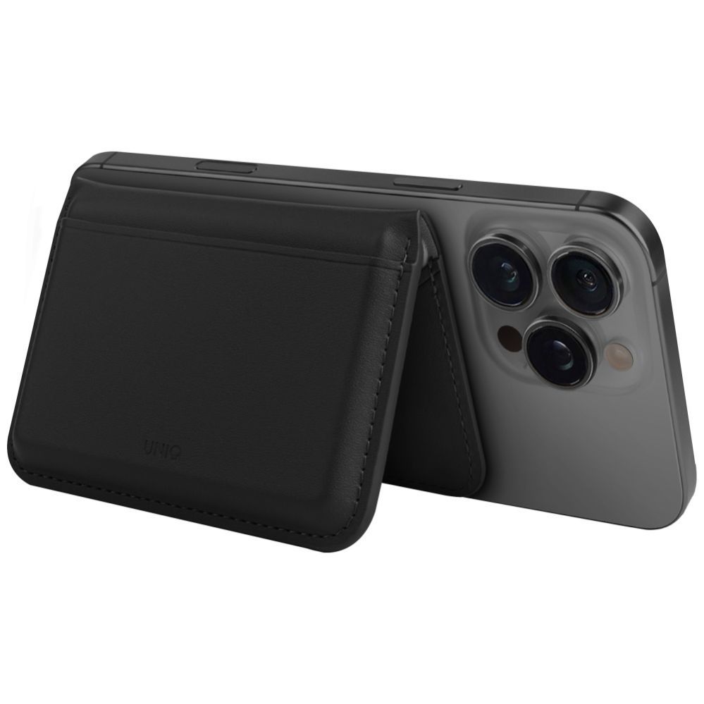 Citas preces UNIQ Uniq Lyden DS RFID Magnetic Wallet with Phone Stand - Black