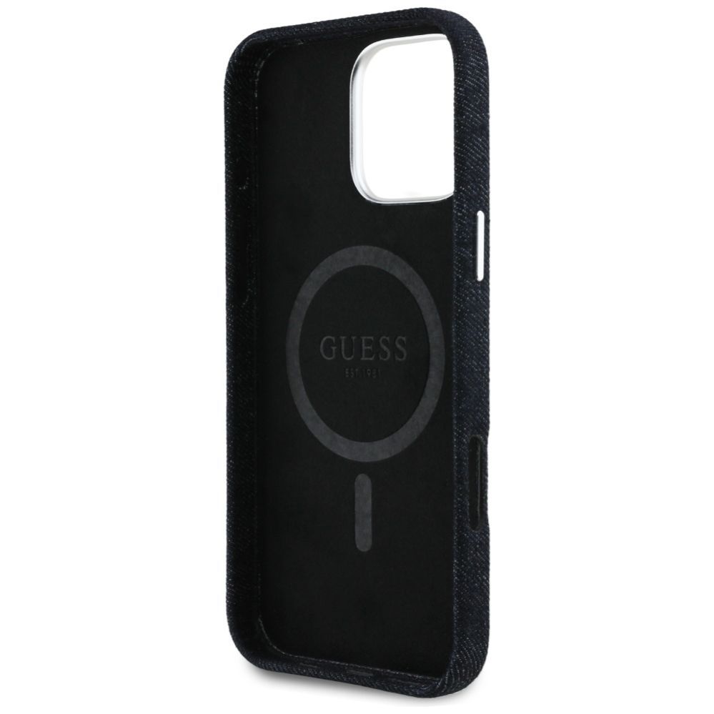 Citas preces Guess Guess Denim Triangle Logo MagSafe case for iPhone 16 Pro - black