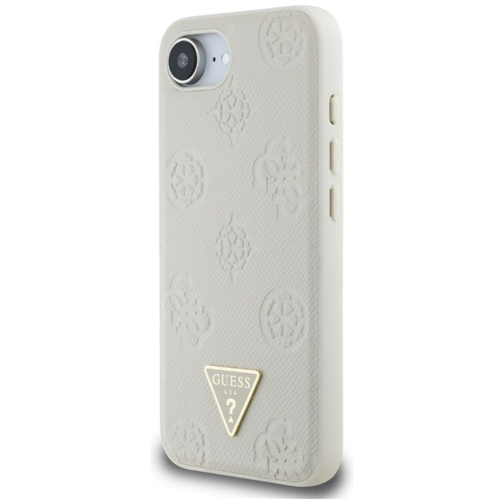 Citas preces Guess Guess Grained Hot Stamp Peony Triangle Logo MagSafe case for iPhone 16e - beige