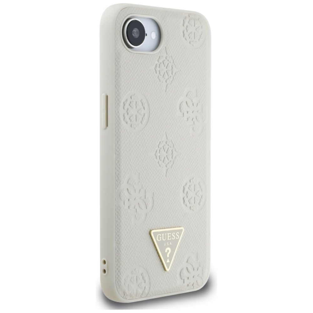 Citas preces Guess Guess Grained Hot Stamp Peony Triangle Logo MagSafe case for iPhone 16e - beige