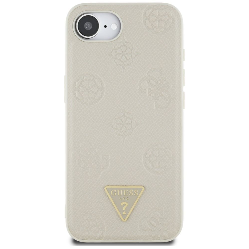 Citas preces Guess Guess Grained Hot Stamp Peony Triangle Logo MagSafe case for iPhone 16e - beige