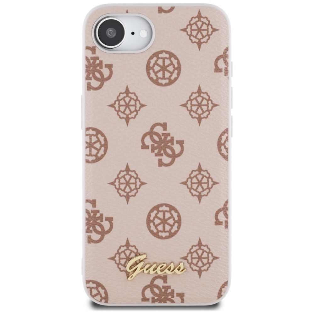 Citas preces Guess Guess Peony Script Logo MagSafe iPhone 16e Case - Brown