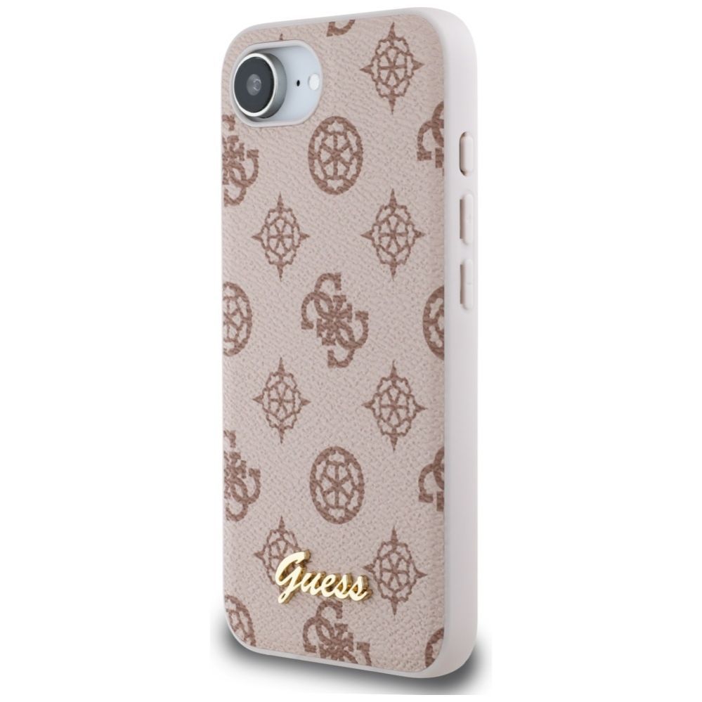 Citas preces Guess Guess Peony Script Logo MagSafe iPhone 16e Case - Brown