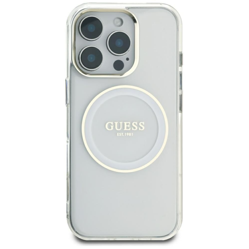 Muud kaubad Guess Guess IML Metal Colored Circle Classic Logo MagSafe case for iPhone 16 Pro Max - white