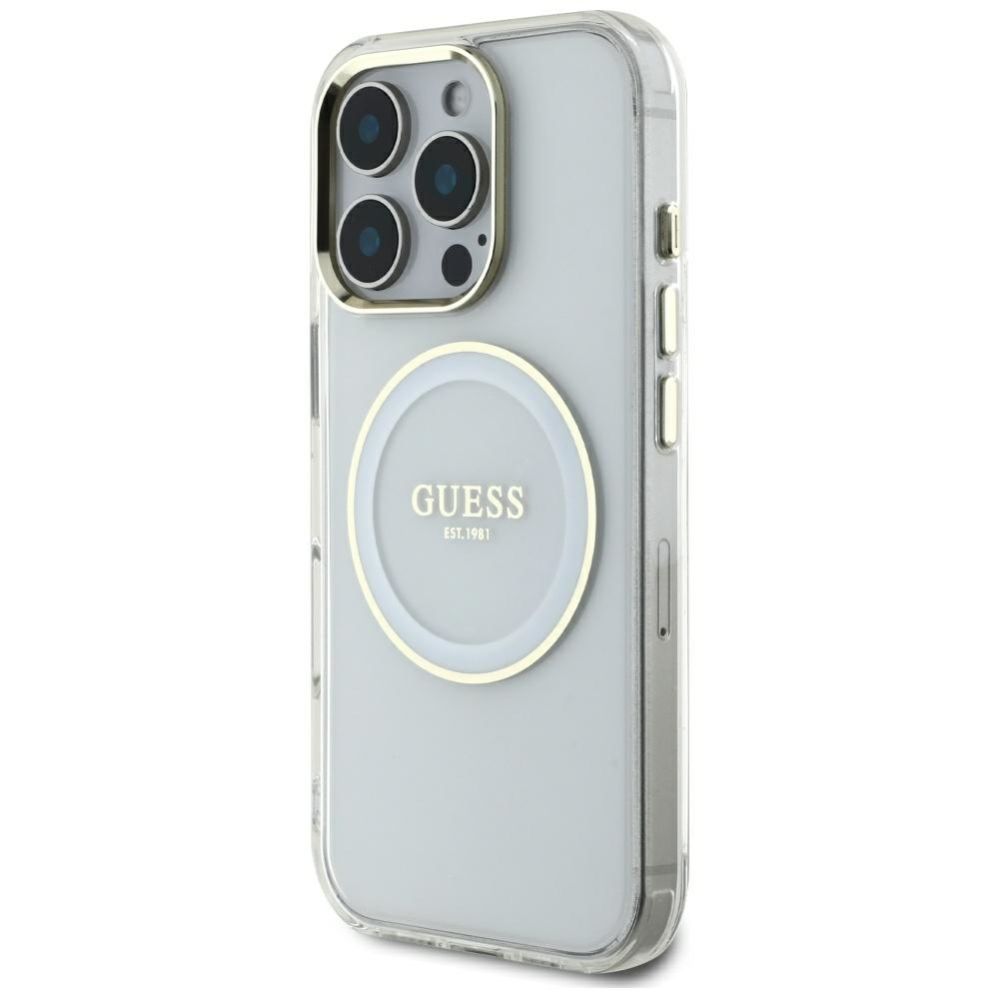 Muud kaubad Guess Guess IML Metal Colored Circle Classic Logo MagSafe case for iPhone 16 Pro Max - white