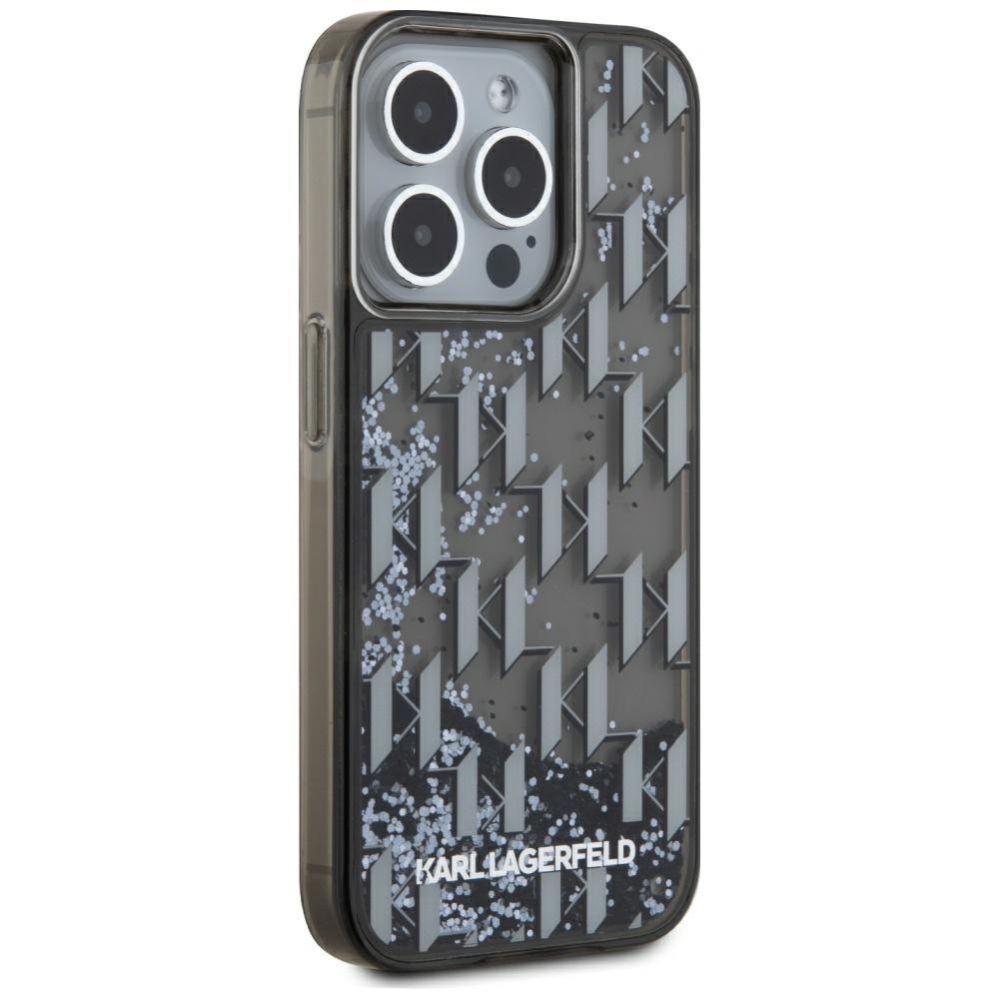 Muud kaubad Karl Lagerfeld Karl Lagerfeld Liquide Glitter Monogram Gradient iPhone 15 Pro Case - Black