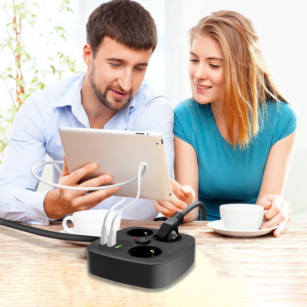 Citas preces Tech-Protect Tech-Protect PCS3X4 power strip, 3 sockets, 2xUSB-A, 2xUSB-C 200 cm - black
