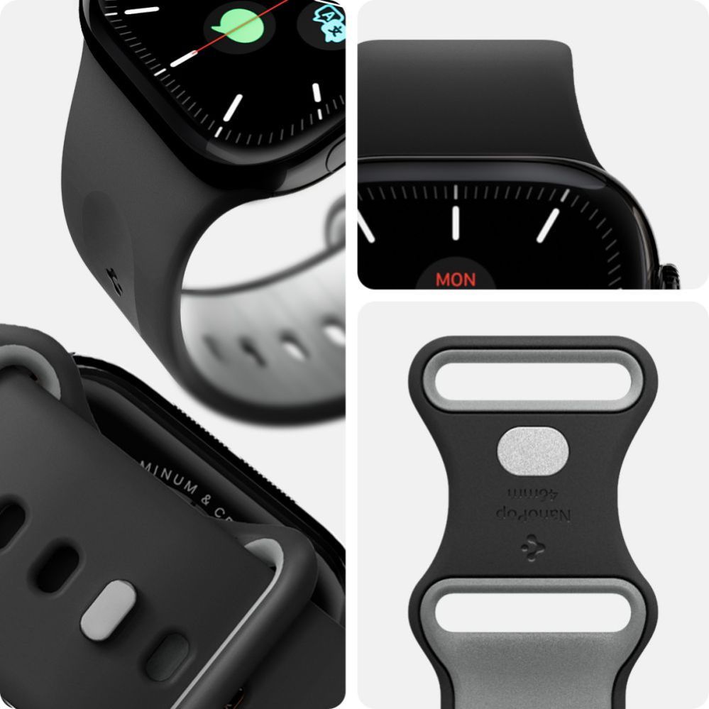 Citas preces Spigen Spigen Nano Pop Strap for Apple Watch 44 / 45 / 46 / 49 mm - Black and Gray
